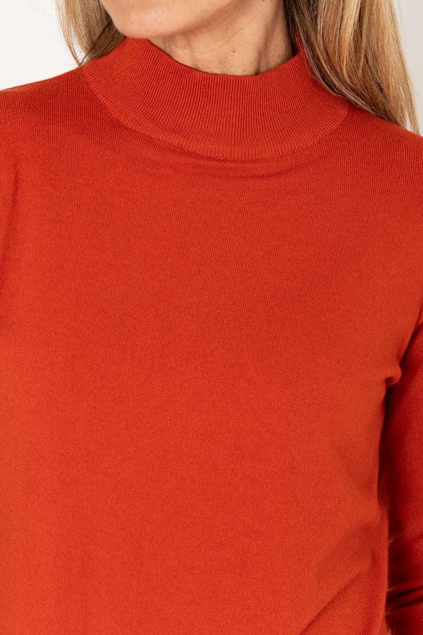 Carraig Donn Turtleneck Knit In Rust Orange