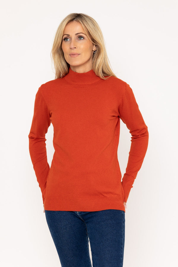 Carraig Donn Turtleneck Knit In Rust Orange