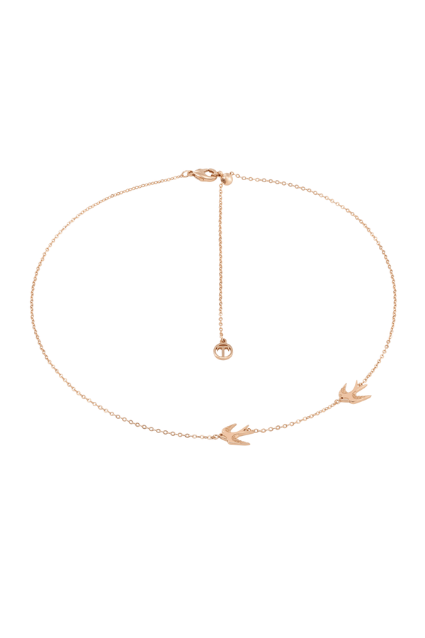 carraig donn Two Swallows On A Rose Gold Chain