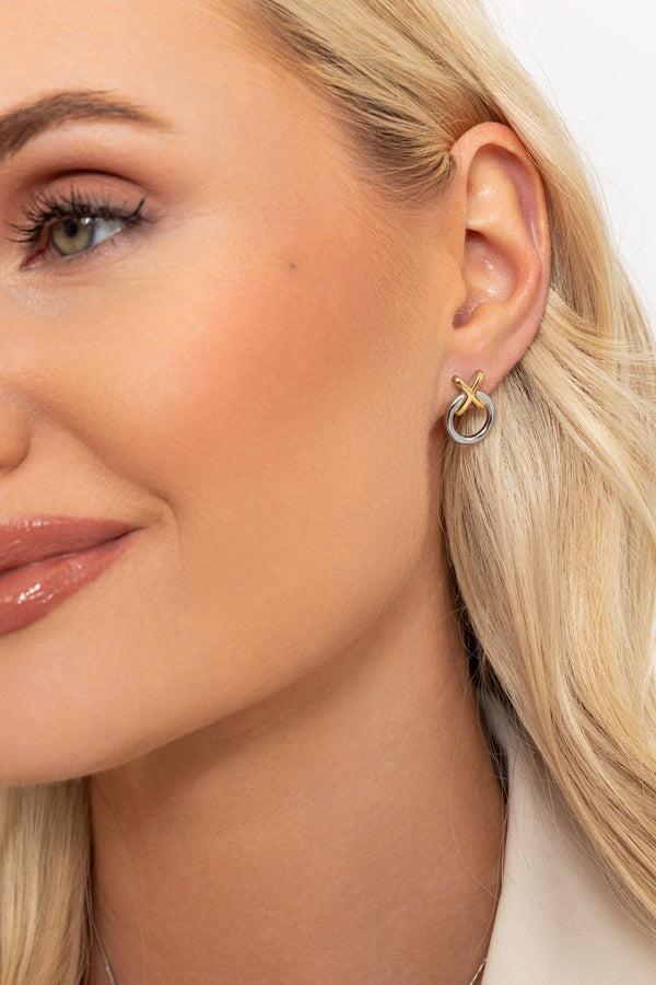 carraig donn Two Tone XO Stud Earrings