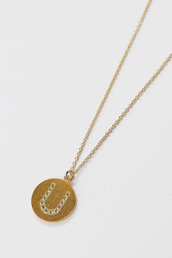 carraig donn U Initial Necklace in Gold