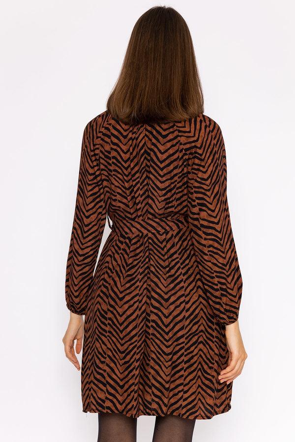 Carraig Donn Viscose Dress In Brown Animal Print