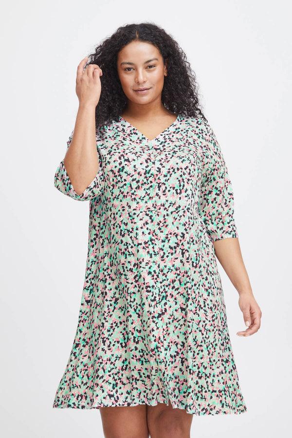 carraig donn Viscose Dress in Green Print