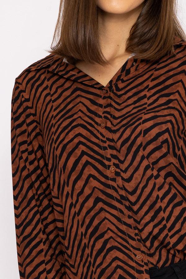 Carraig Donn Viscose Shirt In Brown Animal Print