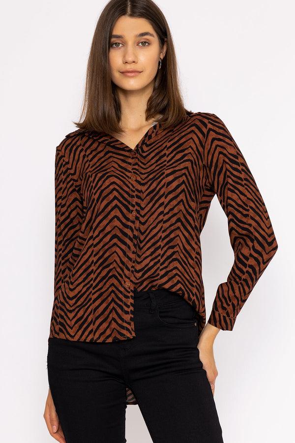 Carraig Donn Viscose Shirt In Brown Animal Print
