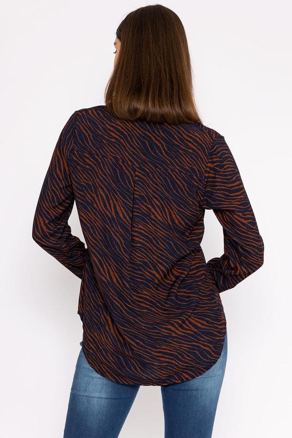 Carraig Donn Viscose Shirt In Navy Animal Print