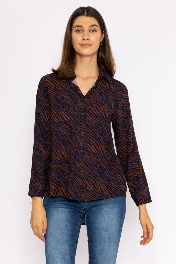 carraig donn Viscose Shirt in Navy Animal Print
