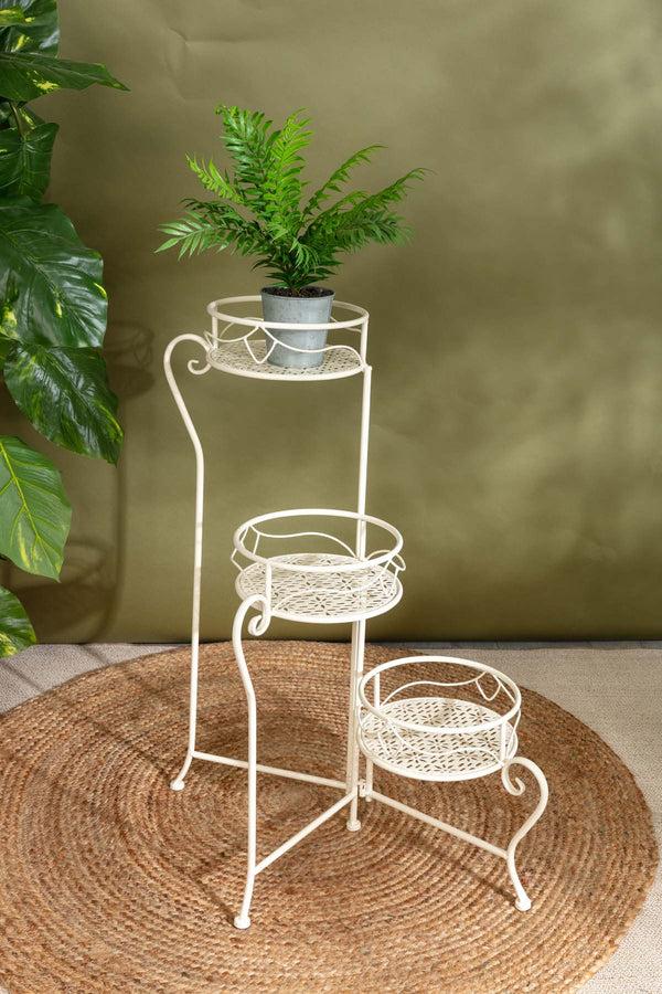 Carraig Donn White 3 Tier Round Plant Stand