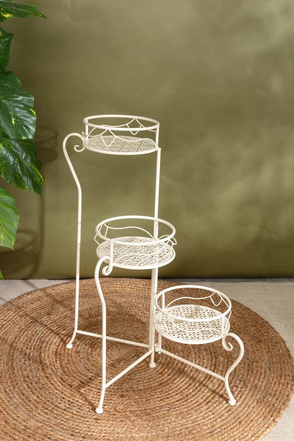 Carraig Donn White 3 Tier Round Plant Stand