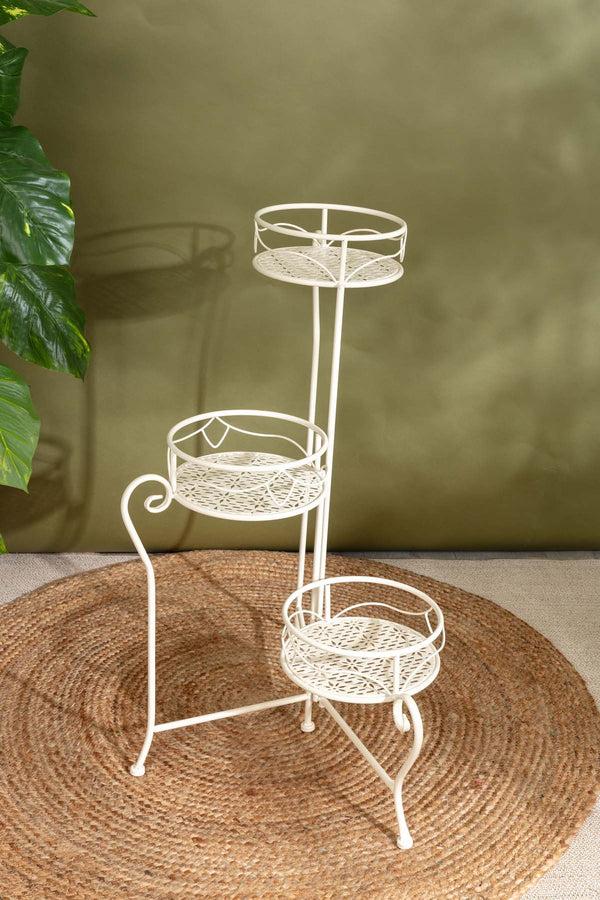Carraig Donn White 3 Tier Round Plant Stand