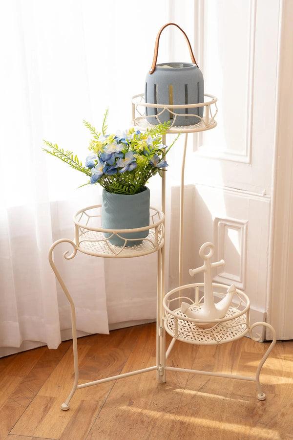 carraig donn White 3 Tier Round Plant Stand