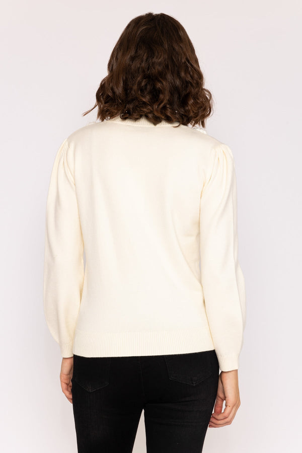Carraig Donn White Applique Knit Jumper