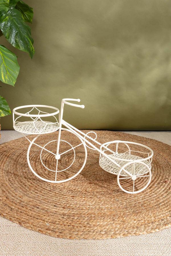 Carraig Donn White Bike Shaped Plant Stand