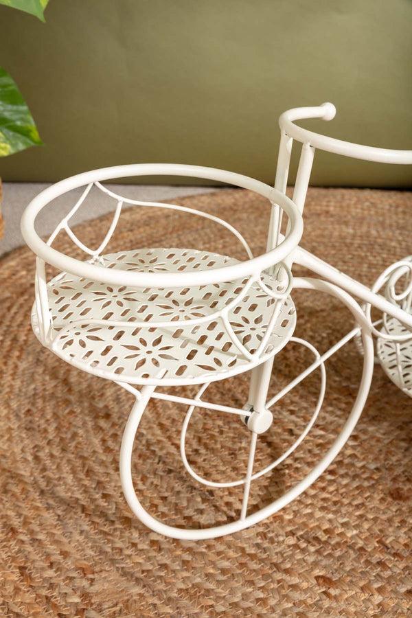 Carraig Donn White Bike Shaped Plant Stand