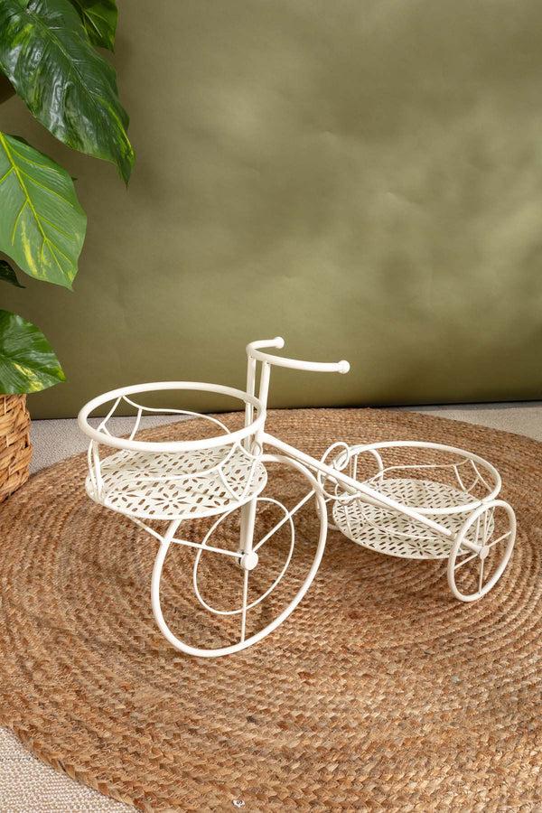 Carraig Donn White Bike Shaped Plant Stand