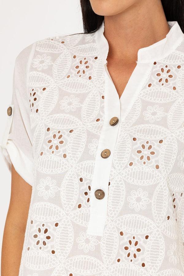 Carraig Donn White Broderie Anglaise Shirt