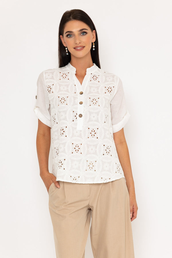 carraig donn White Broderie Anglaise Shirt