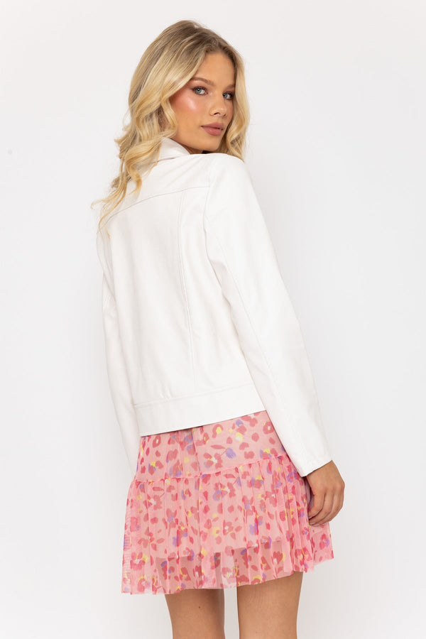 Carraig Donn White Faux Leather Biker Jacket
