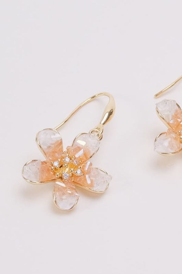 Carraig Donn White & Orange Flower Shaped Earrings
