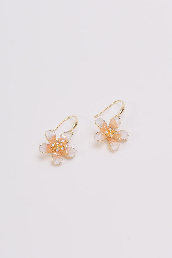 carraig donn White & Orange Flower Shaped Earrings