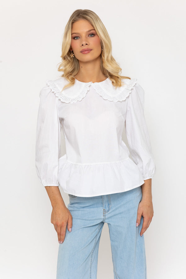 carraig donn White Peter Pan Collar Blouse