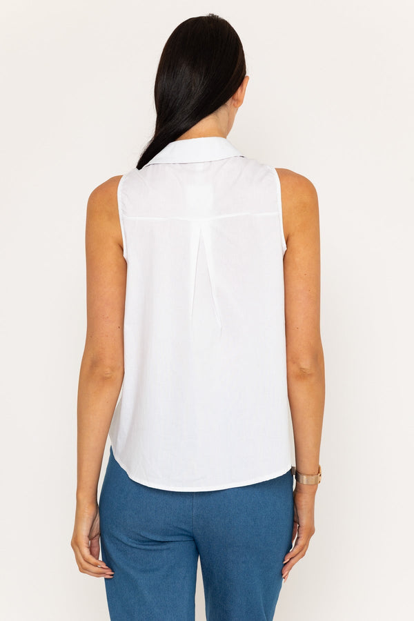 Carraig Donn White Sleeveless Shirt