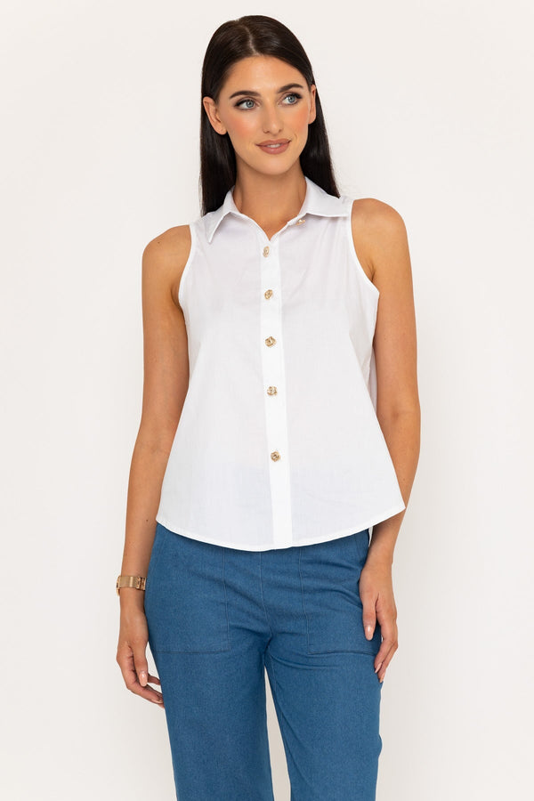 Carraig Donn White Sleeveless Shirt