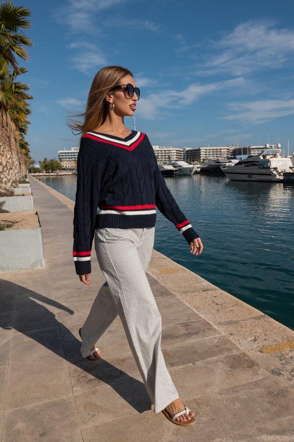 Carraig Donn White Stripe Wide Leg Jeans