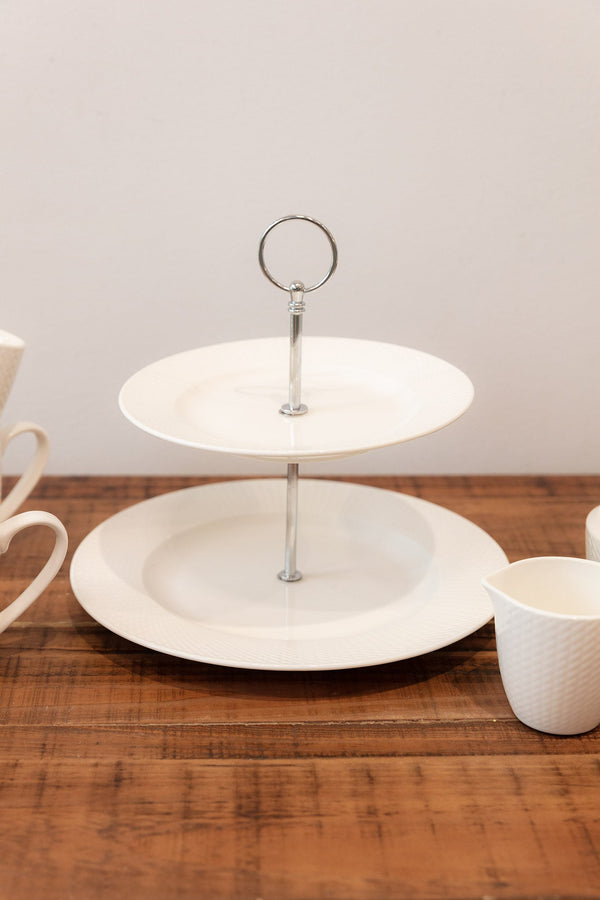 Carraig Donn Whiteware 2 Tier Cake Stand