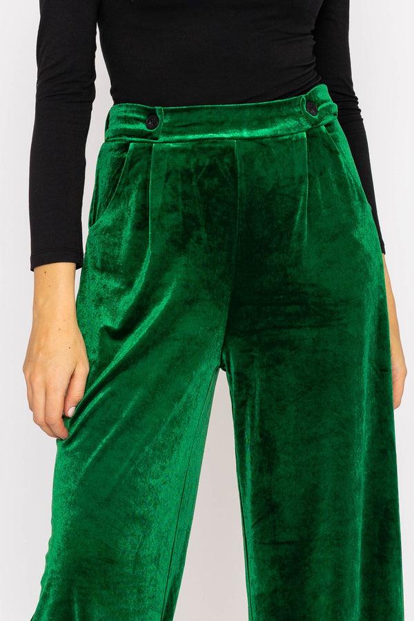 Carraig Donn Wide Leg Velvet Pant In Green