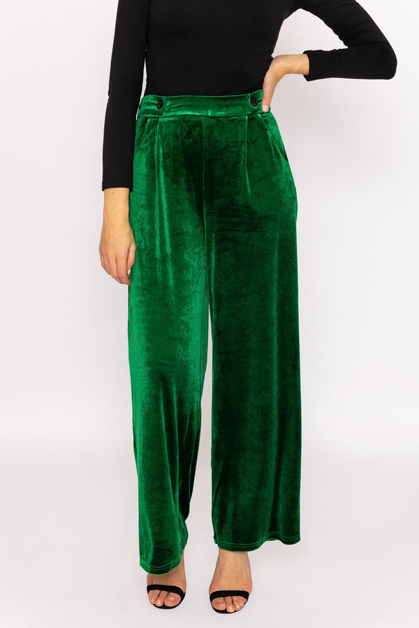 Carraig Donn Wide Leg Velvet Pant In Green
