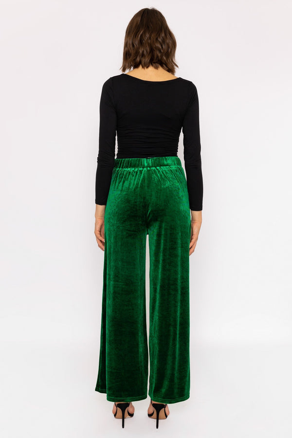 Carraig Donn Wide Leg Velvet Pant In Green