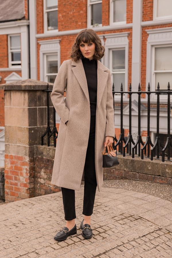Carraig Donn Wrap Coat In Camel