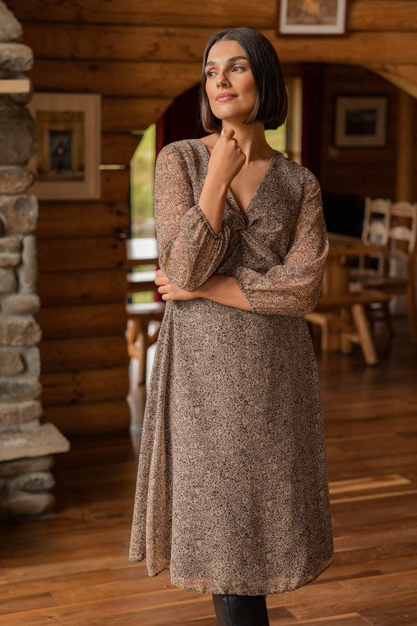 Carraig Donn Wrap Front Midi Dress In Animal Print