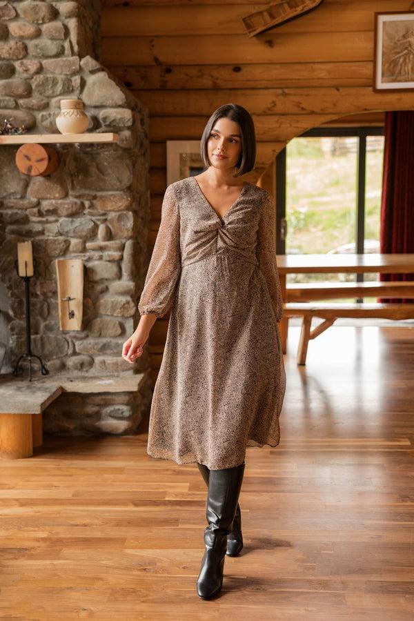 Carraig Donn Wrap Front Midi Dress In Animal Print