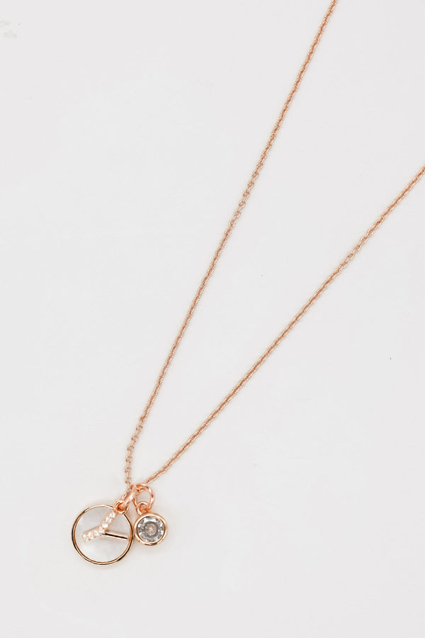 carraig donn Y Initial Necklace in Rose Gold