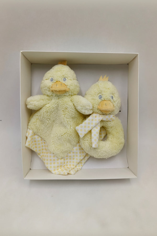 carraig donn Yellow Duck Comforter & Rattle Gift Box