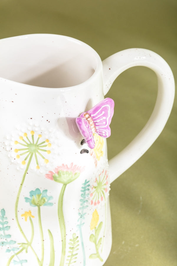 Carraig Donn Ceramic Floral Pitcher With Butterfly & Flowers