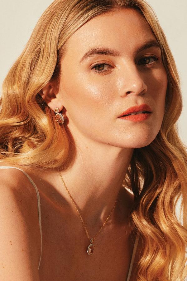 carraig donn Classic Oval Drop Golden Shadow Necklace