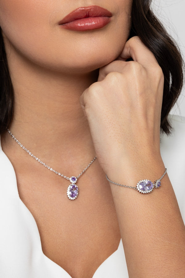 carraig donn Classic Oval Drop Purple Amethyst Bracelet