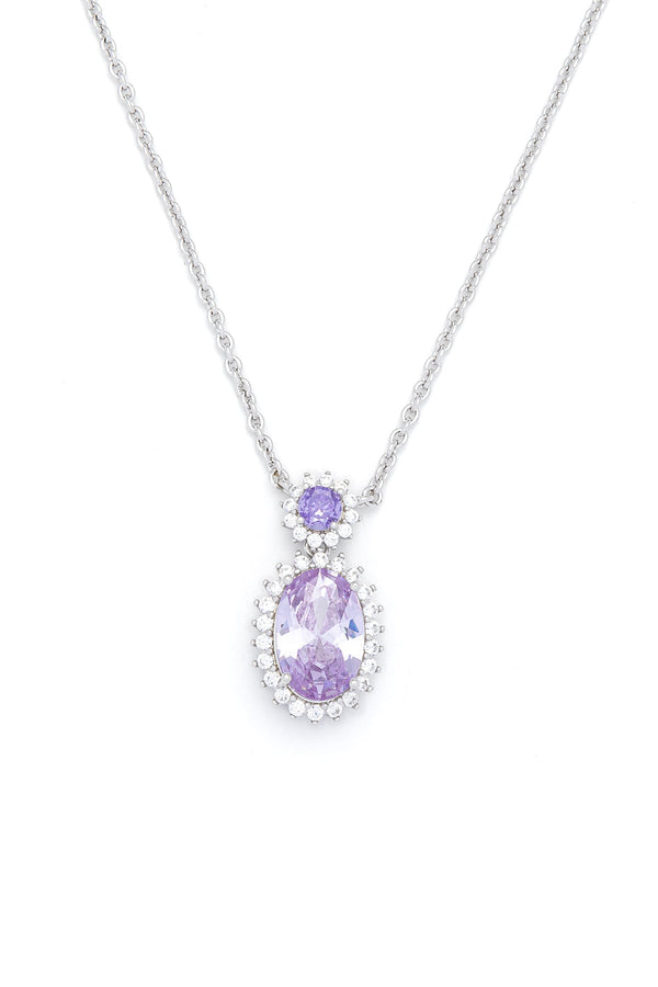 Carraig Donn Classic Oval Drop Purple Amethyst Necklace