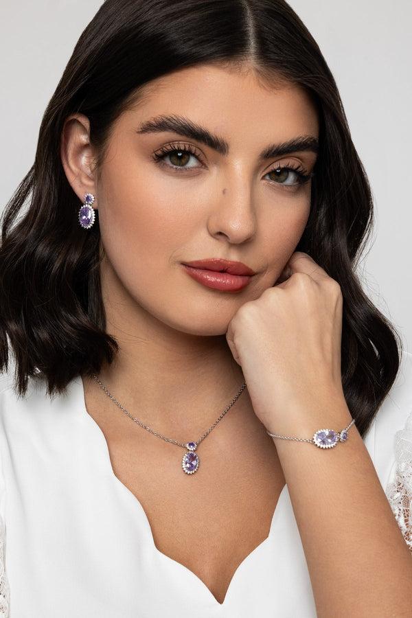 carraig donn Classic Oval Drop Purple Amethyst Necklace