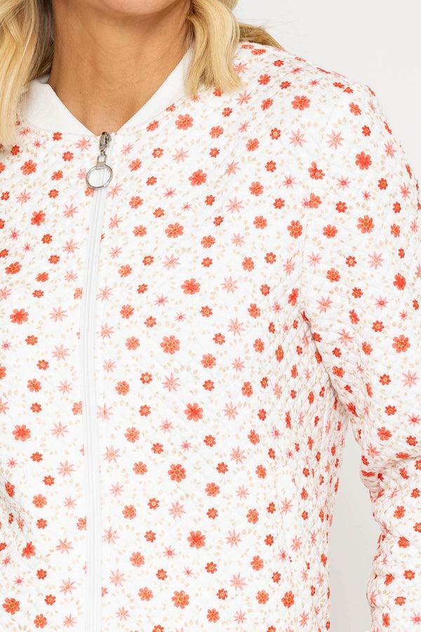 Carraig Donn Coral Printed Textured Jersey Bomber Jacket