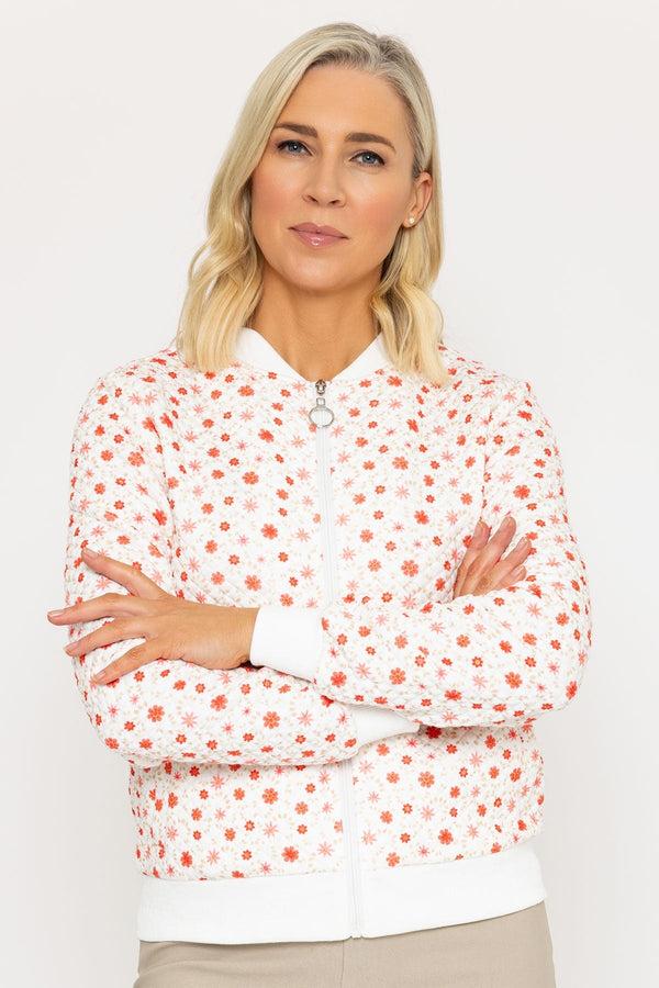 Carraig Donn Coral Printed Textured Jersey Bomber Jacket