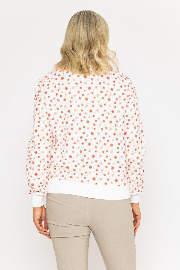 Carraig Donn Coral Printed Textured Jersey Bomber Jacket