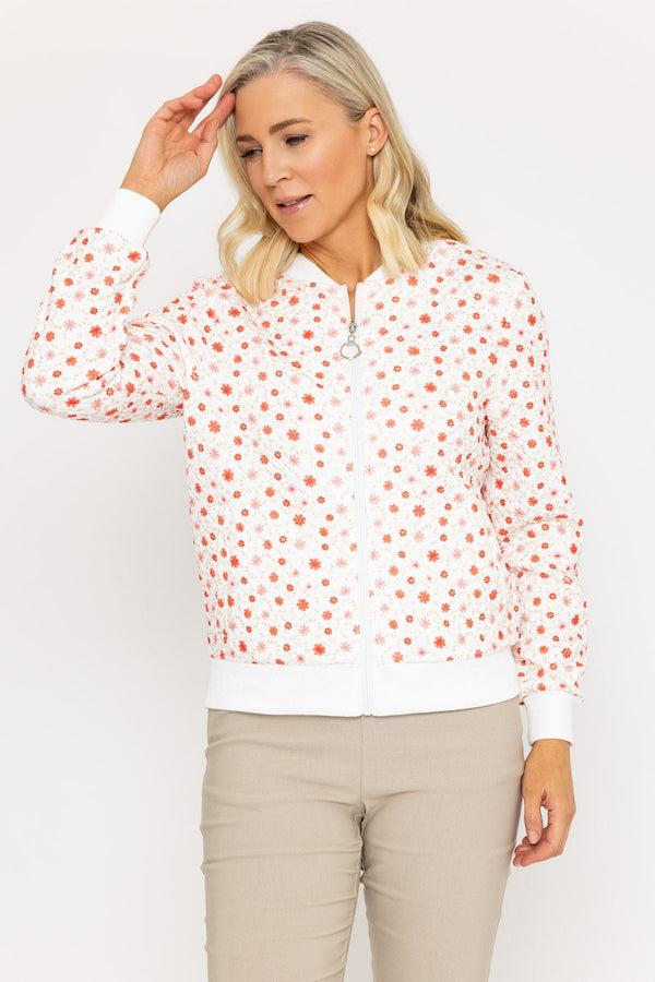 carraig donn Coral Printed Textured Jersey Bomber Jacket