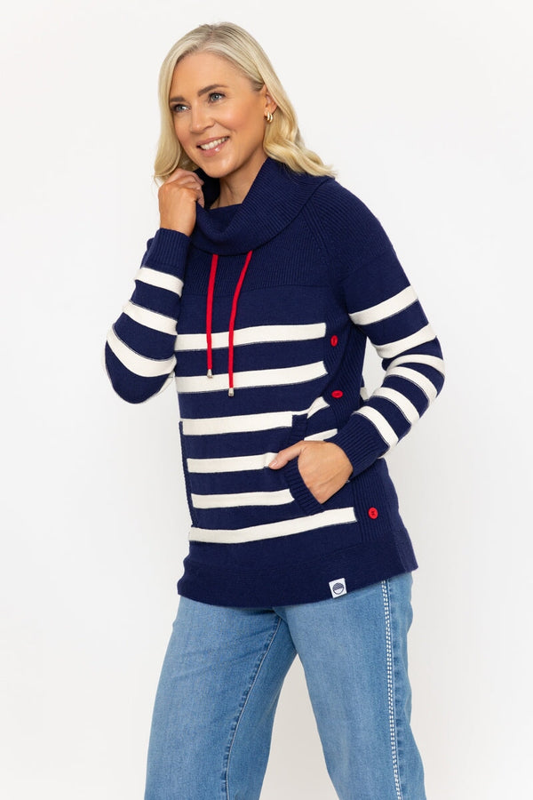 Carraig Donn Cowl Neck Knitted Jumper With Button Detail