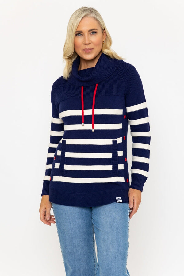 carraig donn Cowl Neck Knitted Jumper With Button Detail