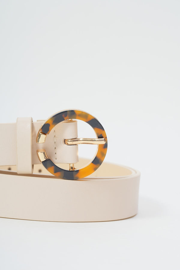 Carraig Donn Cream Belt With Contrast Buckle - Size S/M