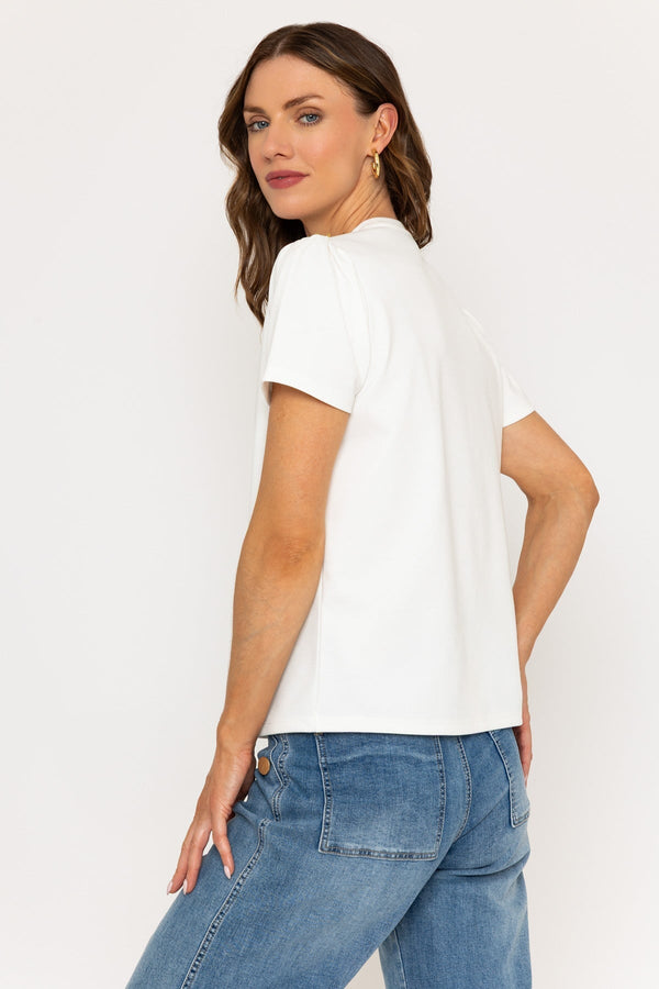 Carraig Donn Cream Top With Starfish Embellished Buttons On Shoulder